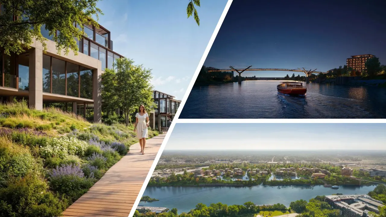 Oracle Reveals Renderings for 70-Acre Campus with Riverfront Park and Bridge